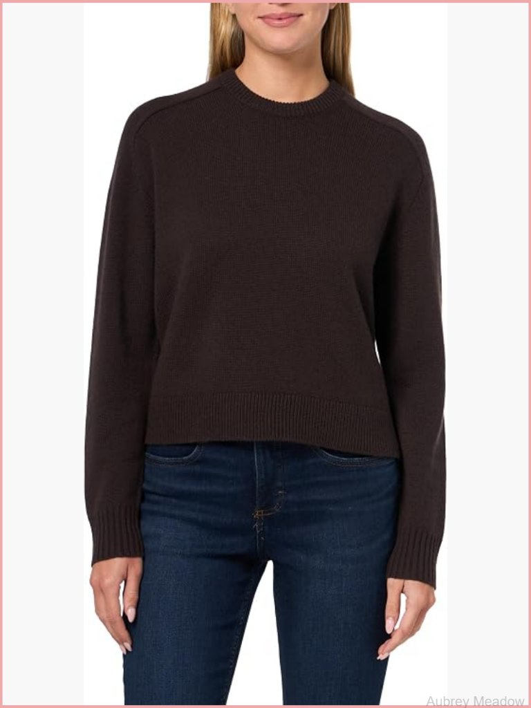 Cropped Crewneck Cashmere Sweater Long Sleeve Pullover